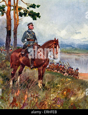 Jozef Pilsudski - illustration à cheval. Révolutionnaire et homme d'État polonais, 5 décembre 1867 - 12 mai 1935 Banque D'Images