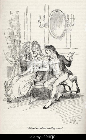 Jane Austen roman Persuasion' '' - 1816 écrit et publié en 1818. Sous-titre suivant : ''assied à son coude, la lecture des versets, Banque D'Images