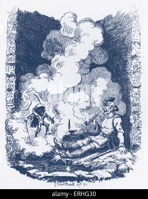 Frères Grimm contes pour enfants - publié en 1812-15. Plus tard connu sous le nom de contes de Grimm. Illustration pour la lumière bleue '' Jacob Grimm et Wilhelm Grimm : 1785-1863 : 1786-1859. Illustration par George Cruikshank en 1868. Banque D'Images