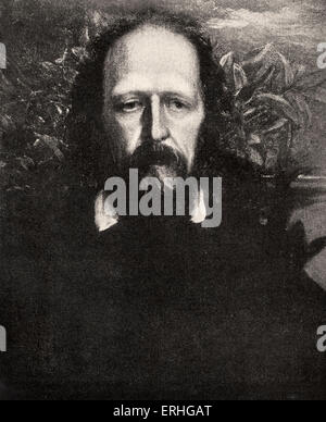 Seigneur Tennyson d'Alfred - portrait. Anglais poète officiel. 1809-1892 poète victorien populaire.. Auteur de la Dame de Shallott. Banque D'Images