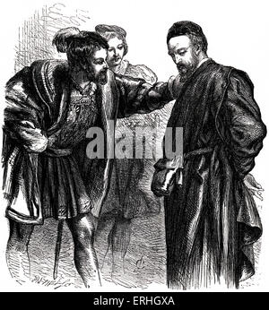 William Shakespeare 's jouer "Le Marchand de Venise'. Acte I Scène I. Antonio, Salarino et Solanio. Le poète et dramaturge anglais. 26 avril 1564 - 23 avril 1616. L'artiste anglais Sir John Gilbert 1817-1897. Banque D'Images