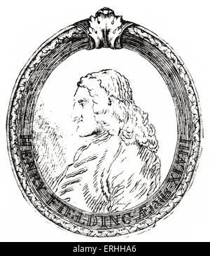 Henry Fielding - portrait de l'écrivain et dramaturge anglais 1707 - 1754. Après Gravure de William Hogarth. Banque D'Images