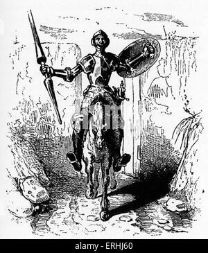 Roman de Miguel de Cervantès 'Don Quichotte de la Manche" (1605). Gravure sur bois par l'artiste français Antoine Johannot du 1836 Banque D'Images