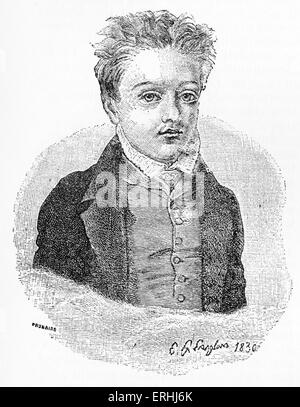 Gustave Flaubert - portrait de l'écrivain français à l'âge de 10 ans. 12 Décembre 1821 - 8 mai 1880. Banque D'Images