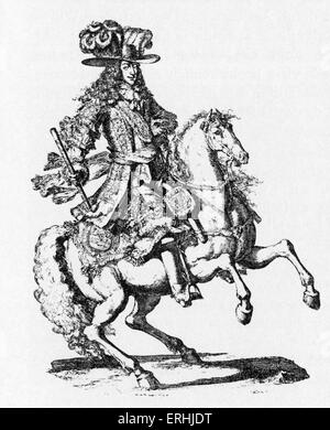 William III d'Orange - portrait du roi d'Angleterre à cheval. Gravure de R. de Hooghe. 14 novembre 1650 - 8 mars Banque D'Images