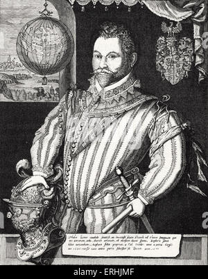 Sir Francis Drake - portrait de l'anglais navigator, marin et homme politique. c. 1540 - 28 janvier 1596. Banque D'Images