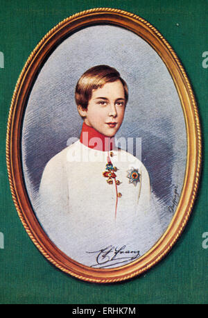 François-Joseph I (François-Joseph). Portrait de l'empereur d'Autriche et roi de Bohême comme un garçon. Après une miniature par Moritz Banque D'Images
