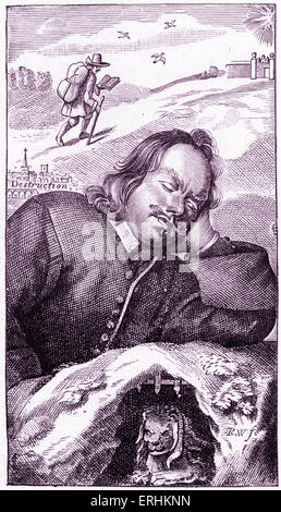 John Bunyan - frontispice de l'auteur anglais 's livre 'Le progrès' du pèlerin (quatrième édition, 1680). 'The Pilgrim's Banque D'Images