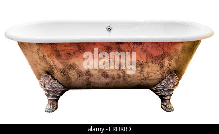 Vintage baignoire isolé sur fond blanc Banque D'Images