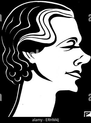 Gertrude Lawrence - lino cut de l'actrice anglaise & encore de performer. GL : 4 juin 1898 - 6 septembre 1952. Banque D'Images