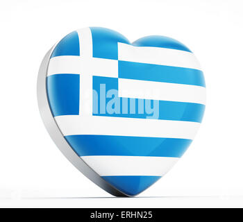 J'aime la Grèce drapeau grec en forme de coeur. Banque D'Images