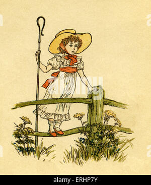 Little Bo peep-a perdu ses moutons illustré par Kate Greenaway. Les enfants anglais, illustrateur de livres et auteur 17 mars Banque D'Images