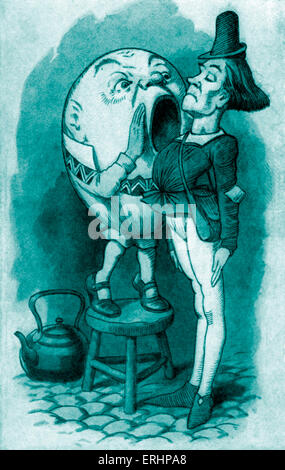 Humpty Dumpty et le messager - de 'à travers le miroir et ce qu'Alice s'y trouvent". Le livre d'enfants Lewis Carroll. LC : écrivain anglais, 27 janvier 1832 - 14 janvier 1898. Illustration par John Tenniel le : 28 février 1820 - 25 Février 1914 Banque D'Images