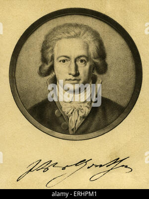 Johann Wolfgang von Goethe - 1791 avec signature. L'écrivain allemand : 28 août 1749 - 22 mars 1832. Banque D'Images