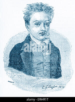 Gustave Flaubert - portrait de l'écrivain français à l'âge de 10 ans. 12 Décembre 1821 - 8 mai 1880. Banque D'Images