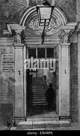 Samuel Johnson's Stairway dans son temple intérieur Lane Home - English essayiste, biographe, lexicographe et critique de l'anglais Banque D'Images