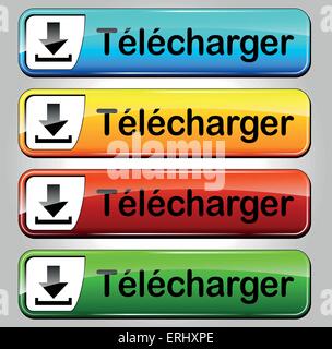 Vector illustration of French télécharger web boutons sur fond blanc Illustration de Vecteur