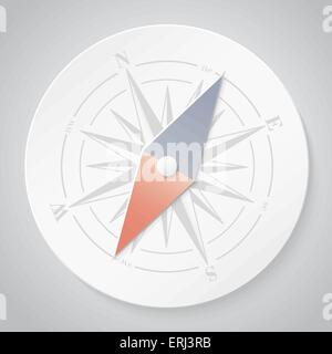 Boussole à aiguille magnétique avec du papier. Vector illustration. Illustration de Vecteur