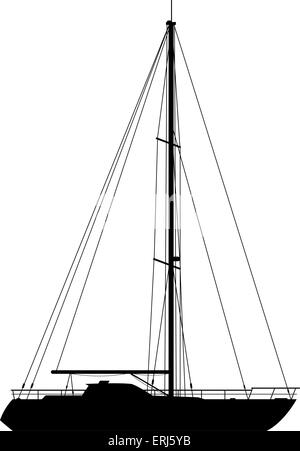 Yacht de luxe. Vector illustration détaillée de yacht noir isolé sur fond blanc. Illustration de Vecteur