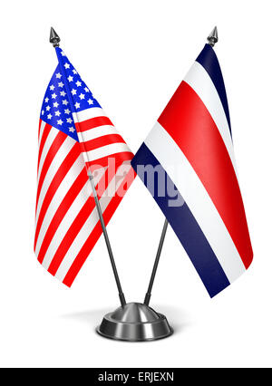 USA et Costa Rica - drapeaux miniatures. Banque D'Images