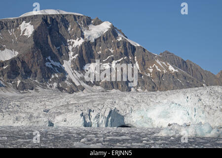 Museau glacier et les montagnes adjacentes à burgerbukta, hornsund, Spitzberg, Svalbard. Banque D'Images