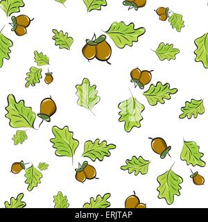 Vector seamless background avec feuilles de chêne et de glands Illustration de Vecteur