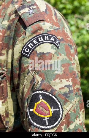 Chevron sur le manchon de l'uniforme des forces spéciales russes Banque D'Images