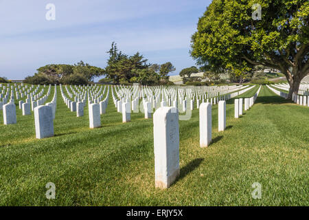 'Fort Rosecrans National Cemetery' sur la péninsule de Point Loma de San Diego. Banque D'Images