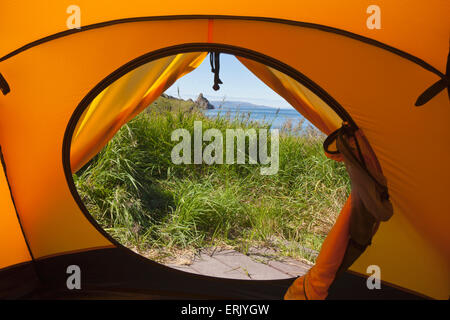 USA,camping,tente, Orange, l'Île Ronde Banque D'Images