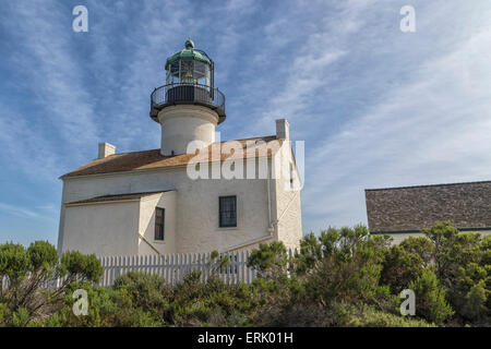 "Old Point Loma Lighthouse' sur la péninsule de Point Loma à San Diego. Il a été construit en 1855 mais a été remplacé seulement 30 ans plus tard. Banque D'Images