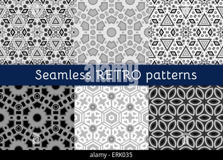 Ensemble de six motifs ethniques seamless. Illustration de Vecteur