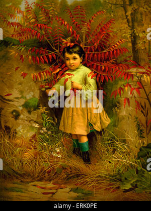 Little Bo Peep - petite fille perdue dans les bois Banque D'Images