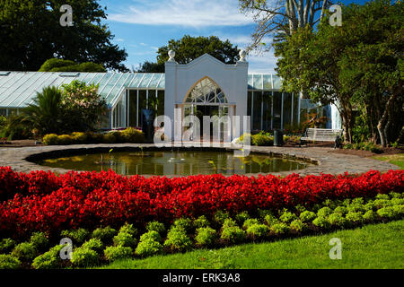 Jardin de fleurs de style victorien et d''hiver, les jardins de Hamilton, Waikato, Nouvelle-Zélande, île du Nord Banque D'Images