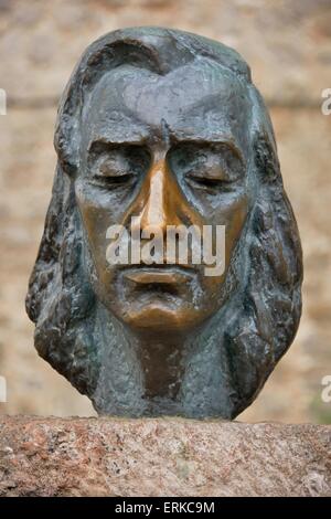 Buste du compositeur polonais Frédéric Chopin, Palma, Majorque, Îles Baléares, Espagne Banque D'Images