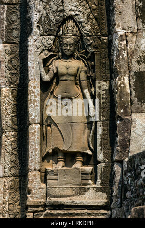 Devata, soulagement, temple Bayon, Angkor Thom, Siem Reap, Cambodge Banque D'Images