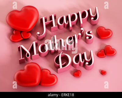 Happy mother's day text et coeurs sur fond rose. Banque D'Images