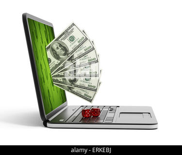 Concept De Jeu D Internet Avec L Argent Qui Sort De L Ecran Photo Stock Alamy
