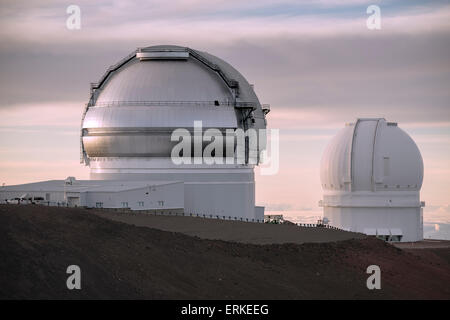 Mauna Kea Gemini Observatory, University of Hawaii, crépuscule, Big Island, Hawaii, USA Banque D'Images