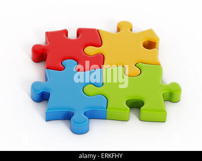 Quatre pièces du puzzle attachés l'un à l'autre Banque D'Images
