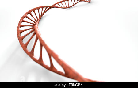 Une vue microscopique d'un style d'ADN Brin de chair sur un fond isolé Banque D'Images