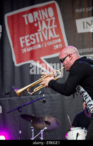 Turin, Italie. 09Th Juin, 2015. Dans photo Giovanni Falzone de Tinissima 4et au Festival de Jazz de Turin. © Elena Aquila/Pacific Press/Alamy Live News Banque D'Images