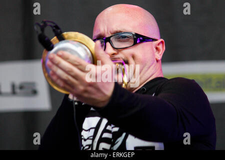 Turin, Italie. 09Th Juin, 2015. Dans photo Giovanni Falzone de Tinissima 4et au Festival de Jazz de Turin. © Elena Aquila/Pacific Press/Alamy Live News Banque D'Images