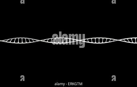 Une vue microscopique d'un brin d'ADN dans un style générique couleur blanche sur un fond isolé Banque D'Images