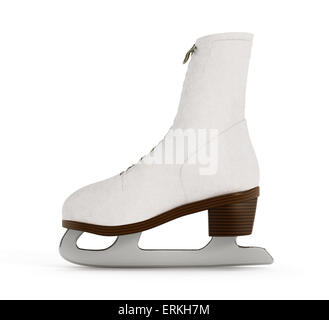 Femme patin à glace isolé sur fond blanc. Banque D'Images