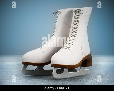Femme patin à glace isolé sur fond de glace. Banque D'Images