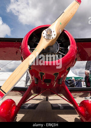 Le moteur et l'hélice d'un biplan Waco sport à Aerexpo,2015,à l'événement d'aviation aérodrome Sywell Northamptonshire, Angleterre, Banque D'Images