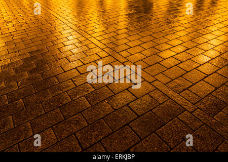 Un pavés humides à Berlin, Allemagne Banque D'Images