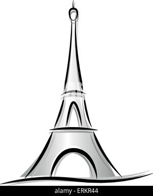 Dessin vectoriel de tour eiffel sur fond blanc Illustration de Vecteur