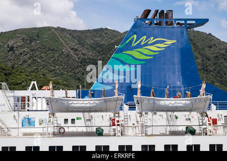 Au port de Picton Interislander ferry avant de mettre les voiles pour l'Île du Nord, en Nouvelle-Zélande. Banque D'Images