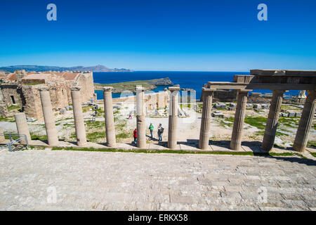 Acropole de Lindos, Rhodes, Dodécanèse, îles grecques, Grèce, Europe Banque D'Images